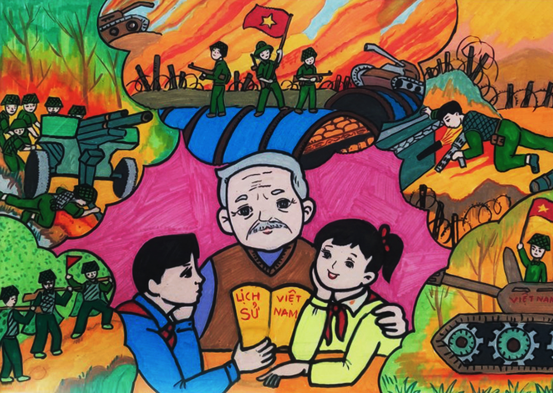 Image of Dien Bien Phu through children's drawings